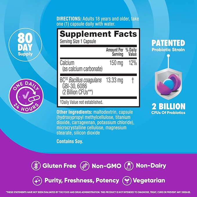 Digestive Advantage Probiotics for Digestive Health, Daily Probiotics for Women & Men, Supports Gut Health, Occasional Bloating & Diarrhea, Minor Abdominal Discomfort, & Immune Support, 80ct Capsules