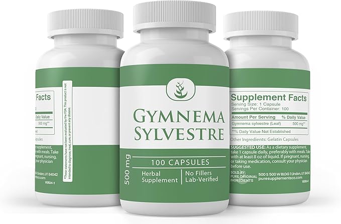 PURE ORIGINAL INGREDIENTS Gymnema Sylvestre, (100 Capsules), Always Pure, No Additives Or Fillers, Lab Verified