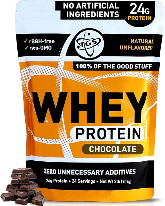 Chocolate Whey Protein Powder 2lb - No Artificial Sweeteners, All Natural Ingredients, No Stevia, GMO Free - Whey Concentrate for Men & Women Shakes, Smoothies - Muscle Recovery