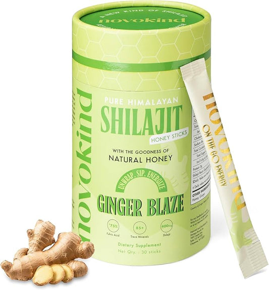 Pure Himalayan Shilajit Sticks with Honey for Men & Women - Ginger Flavor | Pack of 30 Premium Energy Sticks | 75%+ Fulvic Acid, 85+ Trace Minerals | Supports Digestion & Aids Muscle Recovery
