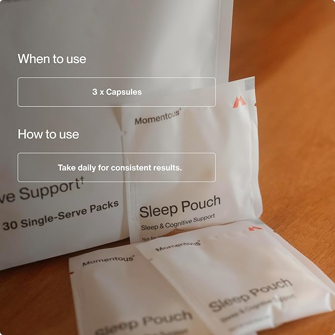 Momentous Sleep Pack - Magnesium Glycinate, Magnesium L-Threonate, and Apigenin - NSF Certified for Sport - 30 Servings