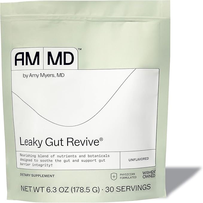 Amy Myers MD Leaky Gut Revive - Gluten-Free & Non-Dairy - Botanical Blend for Healthy Gut Support - GI Health Support with Prebiotic Fiber, Slippery Elm Bark & Marshmallow Root - 6.3 oz (30 Servings)