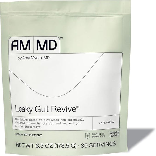 Amy Myers MD Leaky Gut Revive - Gluten-Free & Non-Dairy - Botanical Blend for Healthy Gut Support - GI Health Support with Prebiotic Fiber, Slippery Elm Bark & Marshmallow Root - 6.3 oz (30 Servings)