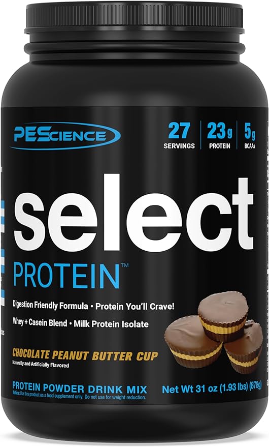 PEScience Select Protein Powder, Whey and Casein Blend, Clean Protein Powder for Women and Men, Low Calorie, Low Carb, Keto Friendly, Gluten Free - Chocolate Peanut Butter Cup - 27 Servings