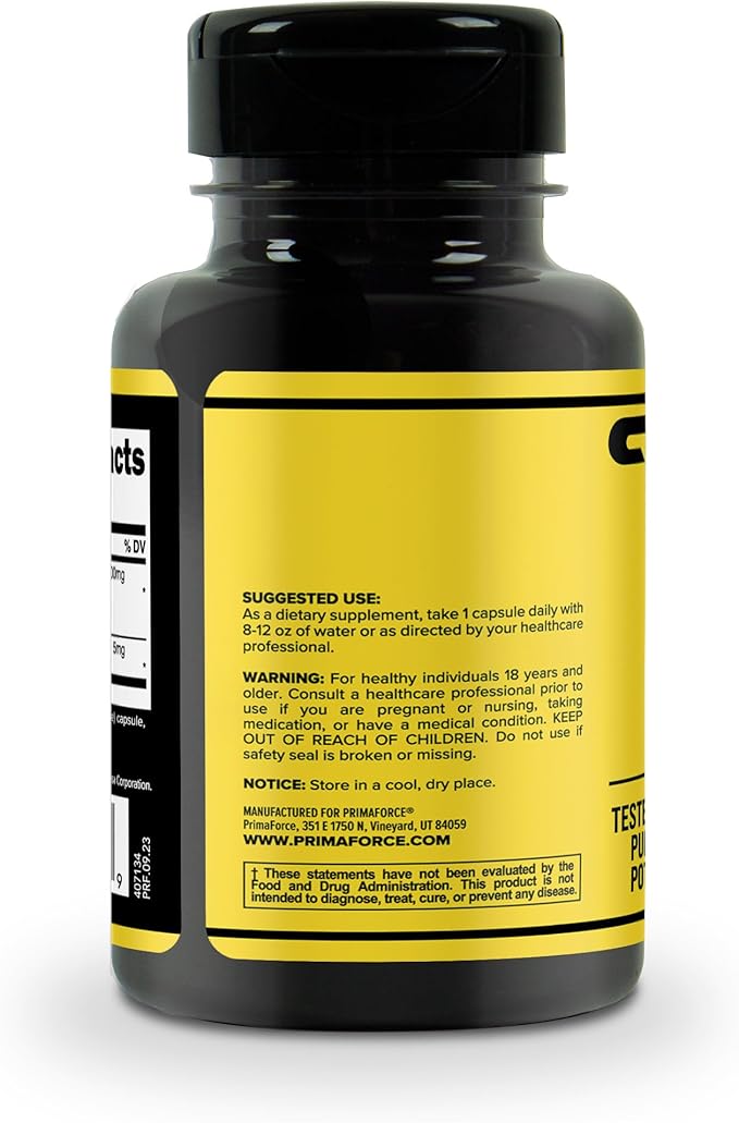 Primaforce KSM-66 Ashwagandha Root Extract (600mg) 60 Veggie Capsules - 5% Withanolides with BioPerine