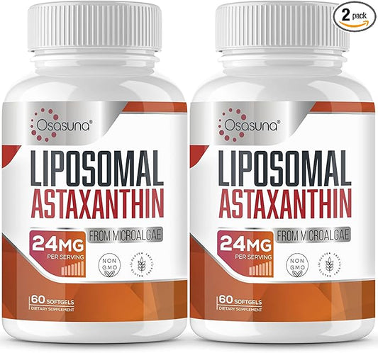 Liposomal Astaxanthin Supplement 24MG, Maximum Absorption, Antioxidant Stronger Than VIT C, Non-GMO & Gluten Free - 120 Softgels(4 Months Supply)