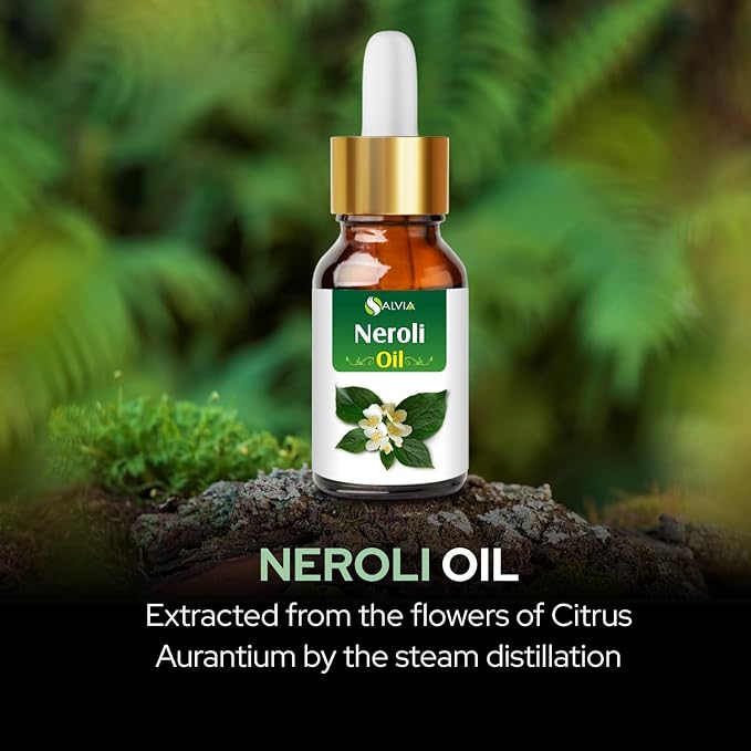 Neroli Oil (Citrus Aurantium) 15 ML with Dropper Therapeutic Essential Oil Amber Bottle 100% Natural Uncut Undiluted Pure Cold Pressed Aromatherapy Premium Oil by Salvia