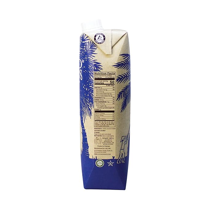 CocoGoods Co. Vietnam Single-Origin 100% Natural Coconut Water, Non-GMO, Never from Concentrate (33.8 fl. oz/1 liter, 6 pack)