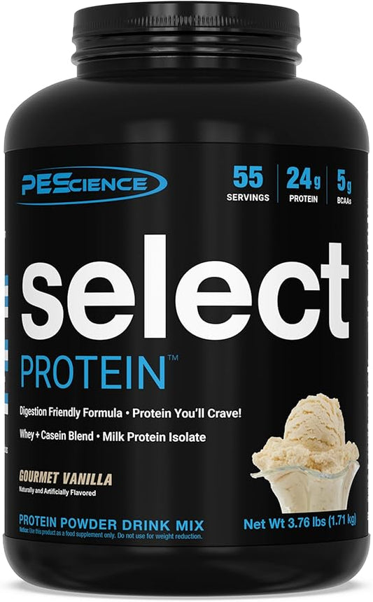 PEScience Select Protein Powder, Whey and Casein Blend, Clean Protein Powder for Women and Men, Low Calorie, Low Carb, Keto Friendly, Gluten Free - Gourmet Vanilla - 55 Servings