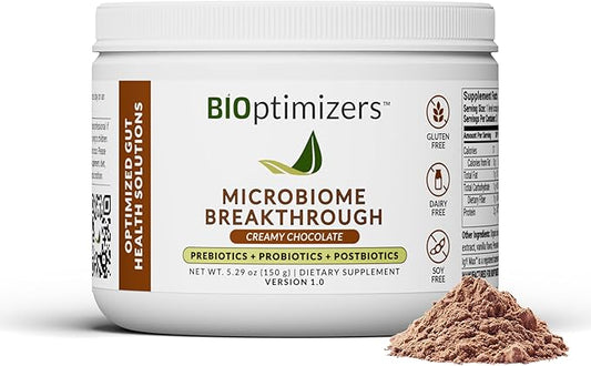 Microbiome Breakthrough Repair Powder - Chocolate Flavor - Has Lactobacillus Strains, Bone Broth & Collagen - Source of L-Glutamine - Gas & Bloating Relief - Improves Gut Health - 30 Servings - 150g