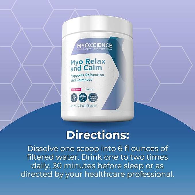 MYOXCIENCE Myo Relax & Calm | Myo-Inositol, L-Theanine, Taurine, Magnesium & GABA | Supports Sleep, Neurotransmitter & Hormone Support (Berry Flavor) (60 Servings)
