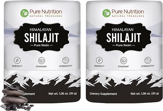 Pure Nutrition Himalayan Shilajit Resin for Men & Women | 60 GMS | 150 Servings | High Potency Pure Himalayan Shilajit Resin with 85+ Trace Minerals, 75%+ Fulvic Acid | 30 Gram X Pack of 2