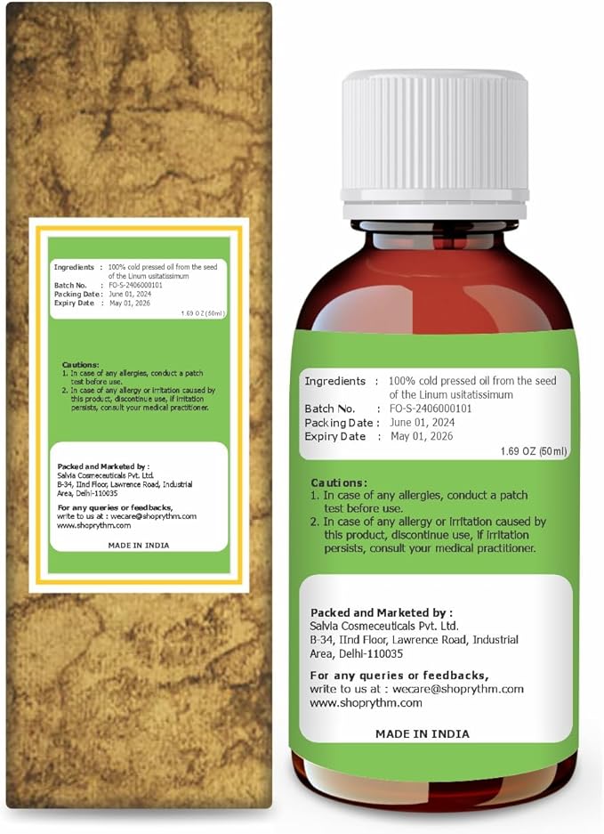 Flax Seed Oil 100% Natural Pure UNDILUTED Uncut Carrier Oil (1.69 fl oz)