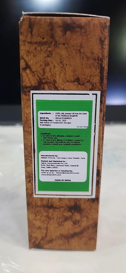 Madhuca Indica Oil (Mahua) Natural & Pure Undiluted Uncut Cold Pressed Carrier Oil Perfect for Aromatherapy Therapeutic Grade - 15 ML