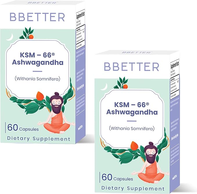 BBETTER Ashwagandha KSM-66 Capsules 500mg | Lab Tested Herbal Supplement | Supports Mental & Physical Well-Being | 120 Vegetarian Capsules