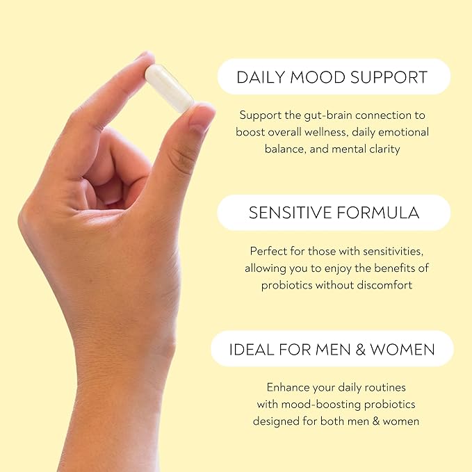 Probiotics - Mood Super Strains Probiotic - Naturally Supports Digestion & Mood - Histamine-Free Probiotics w/L Rhamnosus GG, Shelf Stable Probiotic Supplement, 60 Day Supply, Non-GMO, Vegan