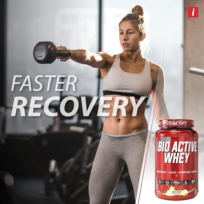 iSatori 100% Bio-Active Whey Protein Powder, Muscle Growth & Recovery with Whey Isolate, Hydrolysate, Concentrate, BCAAs & Colostrum Peptides, 25g of Protein Per Serving - Vanilla Swirl (26 Servings)