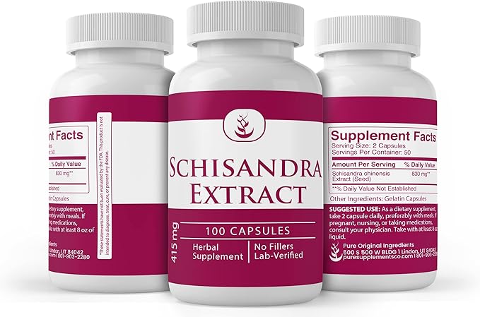 PURE ORIGINAL INGREDIENTS Schisandra Extract, (100 Capsules) Always Pure, No Additives Or Fillers, Lab Verified