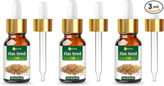 Salvia Flax Seed Oil – 3 Pack | Cosmetic Grade Carrier Oil for DIY Skincare, Haircare & Massage – 15ml / 0.51 Fl oz