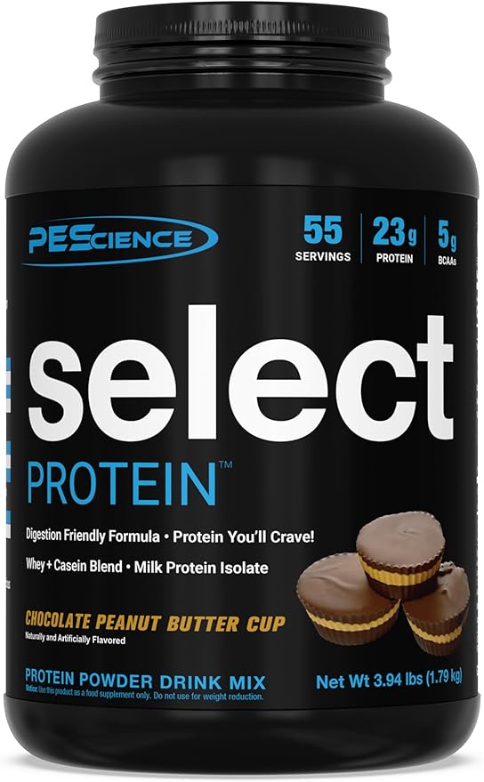 PEScience Select Protein Powder, Whey and Casein Blend, Clean Protein Powder for Women and Men, Low Calorie, Low Carb, Keto Friendly, Gluten Free - Chocolate Peanut Butter Cup - 55 Servings