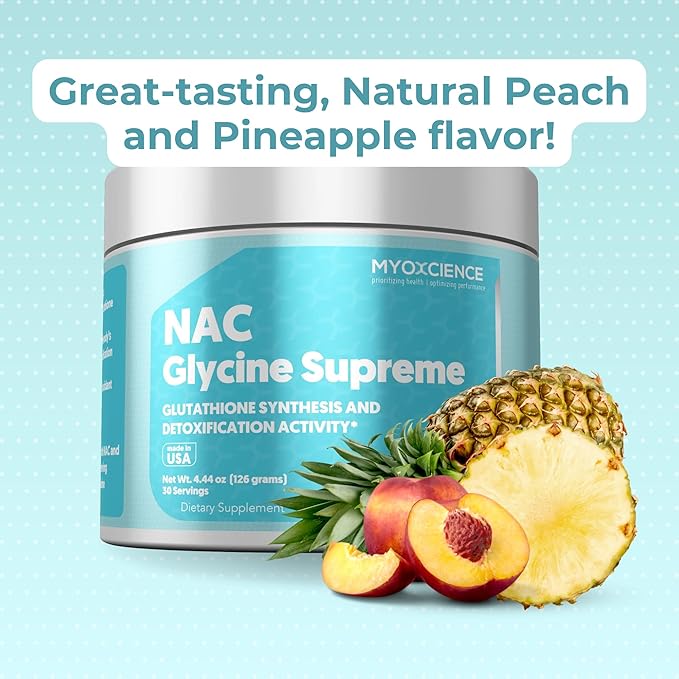 MYOXCIENCE NAC Glycine Supreme | N-Acetyl-L-Cysteine, Glycine, and Taurine Combination (Natural Peach and Pineapple Flavor) (30 Servings)