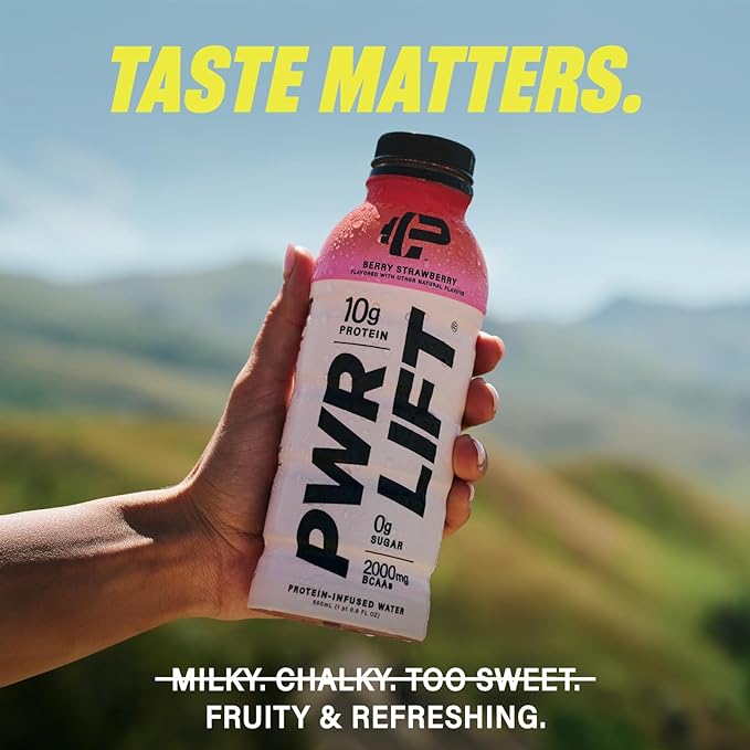 Whey Protein Water Sports Drink by PWR LIFT | Variety Pack | Keto, Vitamin B, Electrolytes, Zero Sugar, 10g of Protein | Post-Workout Energy Beverage | 16.9oz (Pack of 12)