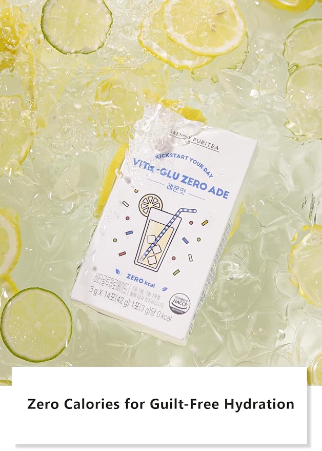 Korean Food Vita glue zero ade(3g*30P) | Lemonade | No Sugar, No Calory, No Sodium | Drinks for dietary | Contains Vitan C Glutathione Hyaluronic acid Elastin | Skinny puritea