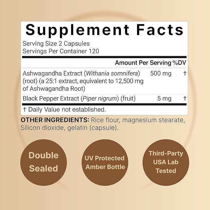 NatureBell Ashwagandha 12,500 mg Equivalent with Black Pepper, 240 Capsules | High Absorption Complex – Extra Strength 25:1 Root Extract – Adaptogens Supplements for Relaxation – Non-GMO