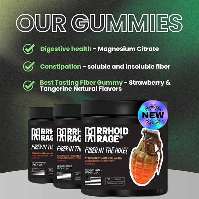 Fiber and Magnesium Gummies, Supports Digestive Health, Relieves Constipation, Helps Prevent Hemorrhoids, Has Both Soluble and Insoluble Fiber, Made in USA, 60 ct (2)