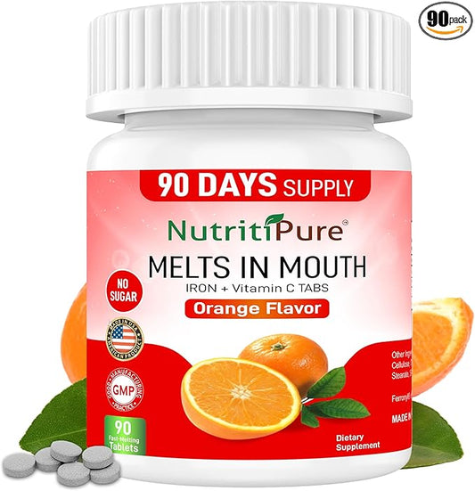 Chewable Iron Supplement for Women/Men(Carbonyl Iron 18 mg with Vitamin C 30 mg) Tablet in Orange Flavor 90 Count (1)