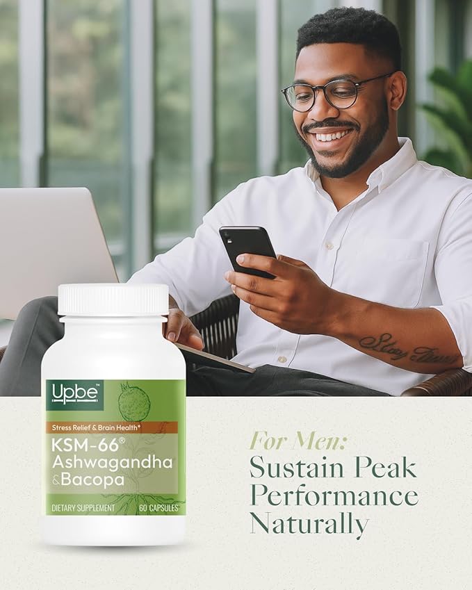Ashwagandha Supplements for Women & Men - KSM-66® with Bacopa & Milk Thistle, 60 Vegan Capsules - Stress Relief, Mood, Cortisol Support, Extra Strength Ashwagandha Capsules