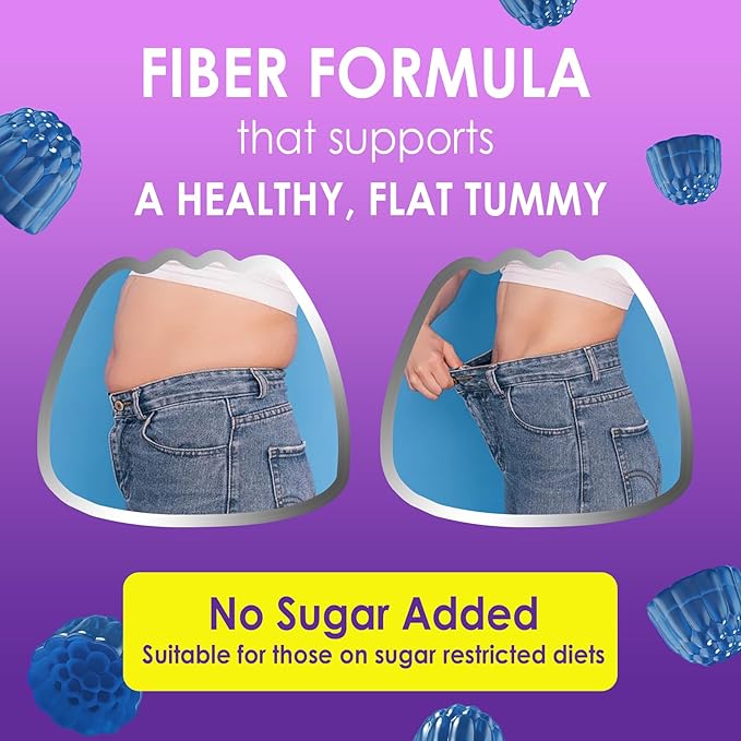 Fiber Gummies for Adults 8g (Inulin, Psyllium Husk, FOS More) with Probiotics, Green Tea Extract, Sugar Free Plant Based Fiber Supplement Blend for Digestive Health, Regularity, Non-GMO, Vegan, 60Cts