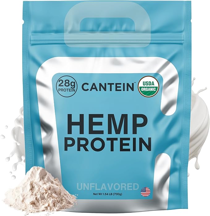 Organic Hemp Protein Powder, Plant Based and Vegan Protein Shake, Lactose and Dairy Free, Gluten Free, Clean and Natural- Unflavored (20 Servings)