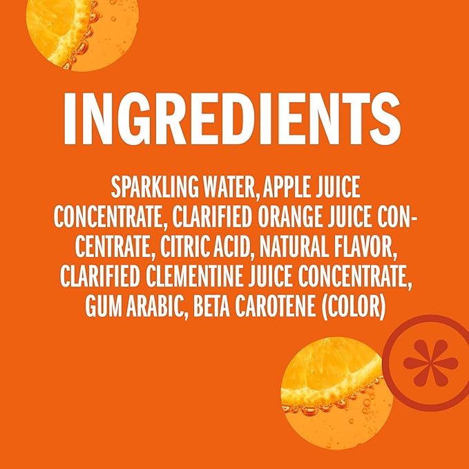 IZZE Sparkling Water Juice Beverage Blend, Clementine, No Sugar Added, 8.4 FL OZ, 24 Cans