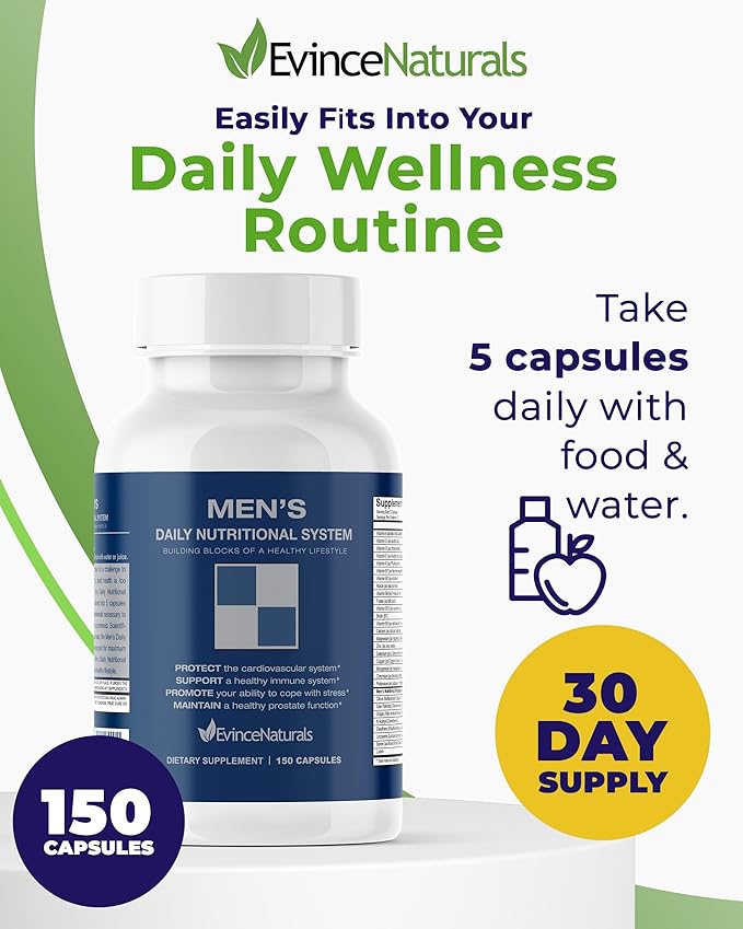 Multivitamin for Men - Men's Daily Nutritional System with Essential Vitamins & Saw Palmetto for Overall Wellbeing & Prostate Support - 150 Capsules