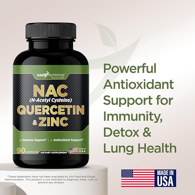 Gade Nutrition NAC Supplement n-Acetyl cysteine with Quercetin & Zinc | Immune Support Supplement with n Acetyl cysteine | Vegetable Capsules | USA Made