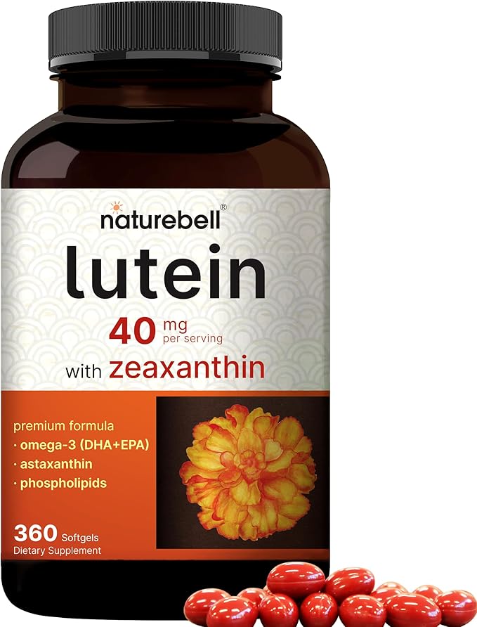Lutein 40mg + Zeaxanthin 1,600mcg, 360 Softgels | 4-in-1 Formula with Astaxanthin, Omega-3 & Phospholipids | Marigold Flower Extract | Supports Eye, Brain & Vision Health | Non-GMO, Gluten Free
