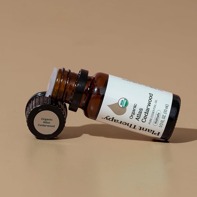 Plant Therapy Organic Atlas Cedarwood Essential Oil 100% Pure, USDA Certified Organic, Undiluted, Natural Aromatherapy for Diffusion, Skin, and Hair, Therapeutic Grade 10 mL (1/3 oz)
