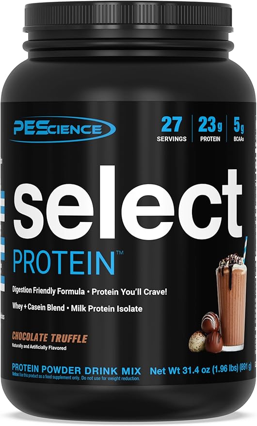 PEScience Select Protein Powder, Whey and Casein Blend, Clean Protein Powder for Women and Men, Low Calorie, Low Carb, Keto Friendly, Gluten Free - Chocolate Truffle - 27 Servings