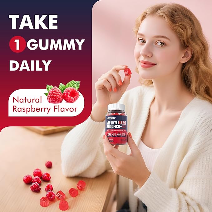 Methyl B12 Vitamins 5000 mcg Gummies + Iron 18 mg for Women Men - Active Methylcobalamin Methylated B12 Vitamin Supplement w/L-MethylFolate, B6 (P5P) & D3 for Energy & Focus Support, 120 Servings