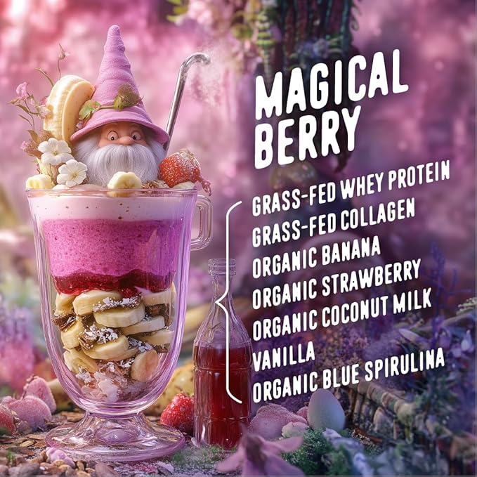 FlavCity All-in-One Protein Smoothie for Kids (Magical Berry) - Grass-Fed & Undenatured Whey Protein Powder with 15g Protein & 5g Collagen - Gluten-Free & Non-GMO - 15 Servings