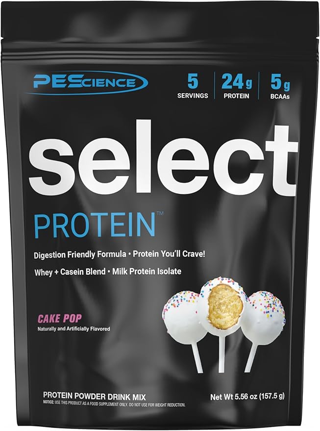 PEScience Select Protein Powder, Whey and Casein Blend, Clean Protein Powder for Women and Men, Low Calorie, Low Carb, Keto Friendly, Gluten Free - Cake Pop - 5 Servings