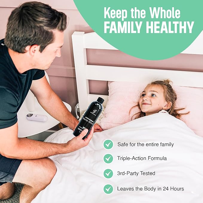 Colloidal Silver w/Nano Technology - 32ppm 8oz - 8X More Effective - Natural Immune Support - Save The Sick Days - Ages 5 & Up - Outperforms Higher PPM Silvers - No Taste & Smell - 3rd Party Tested
