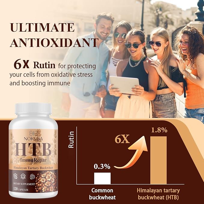Himalayan Tartary Buckwheat Supplement with Quercetin, Zinc, Rutin, Vitamin C, D, Curcumin for Immune Support & Antioxidant & Gut Health - 120 Vegan Capsules