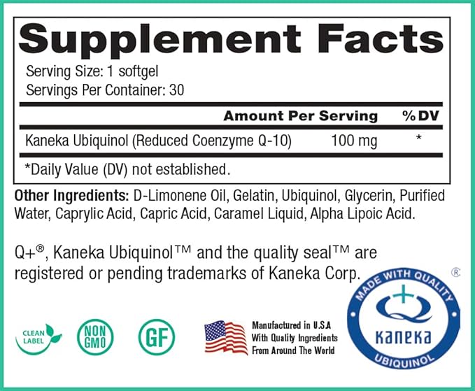 Peak CoQSol10 CF - 100% Crystal-Free Ubiquinol CoenzymeQ10 for Enhanced Bioavailability - Ubiquinol CoQ10 - Natural Energy Booster - Supports Immunity, Brain and Heart Health (30 Softgels)