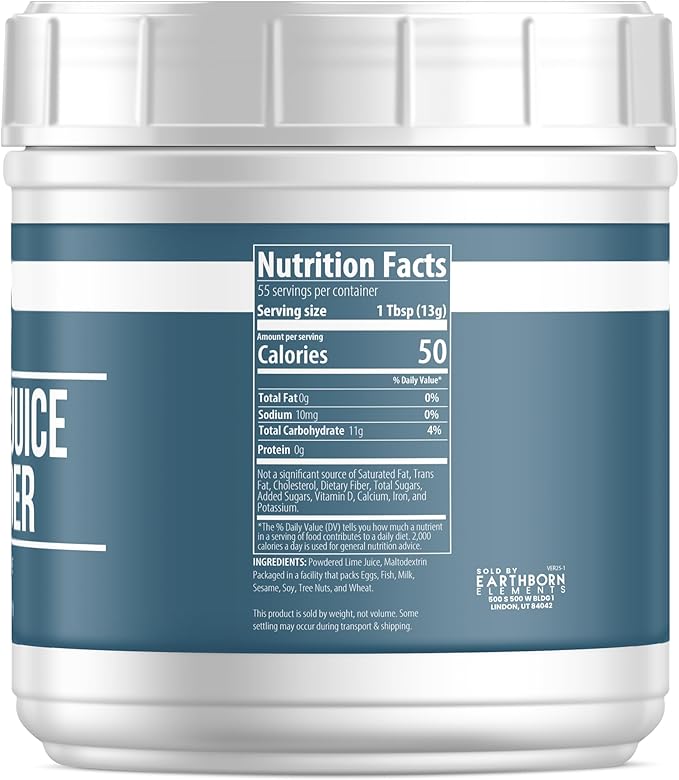 Earthborn Elements Lime Juice Powder 1.6 lb, Pure & Natural, Delicious Sour Flavor