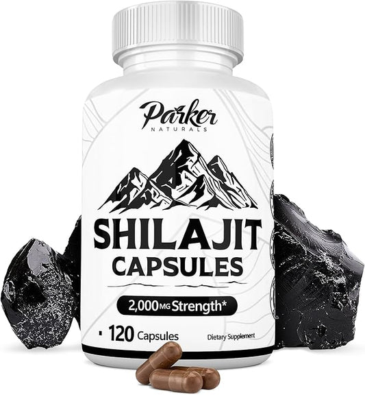 Pure Himalayan Shilajit Capsules, 2000 mg Strength Shilajit Resin and Fulvic Acid Supplement, Vegan and Gluten-Free Capsules, 120 Count