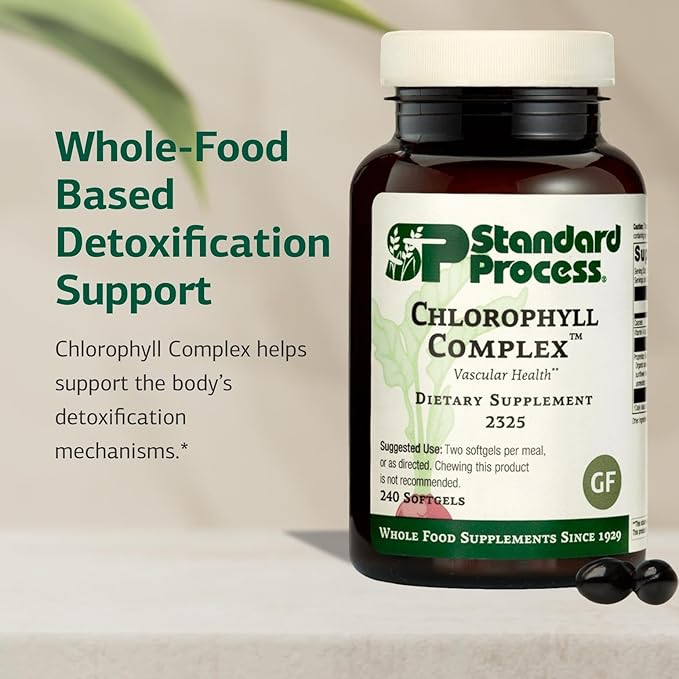 Standard Process Chlorophyll Complex - Immune Support, Antioxidant Activity, Skin Health and Hair Health Support with Vitamin A, Sunflower Lecithin, Buckwheat, Spanish Moss, and More - 240 Softgels