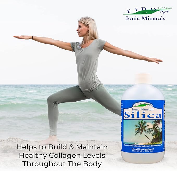 Eidon Ionic Minerals Liquid Silica Mineral Concentrate - Silica Supplement for Hair, Skin and Nails, Silica Drops to Support Collagen Production, Joint and Bone Health, Helps Manage Calcium - 18 oz