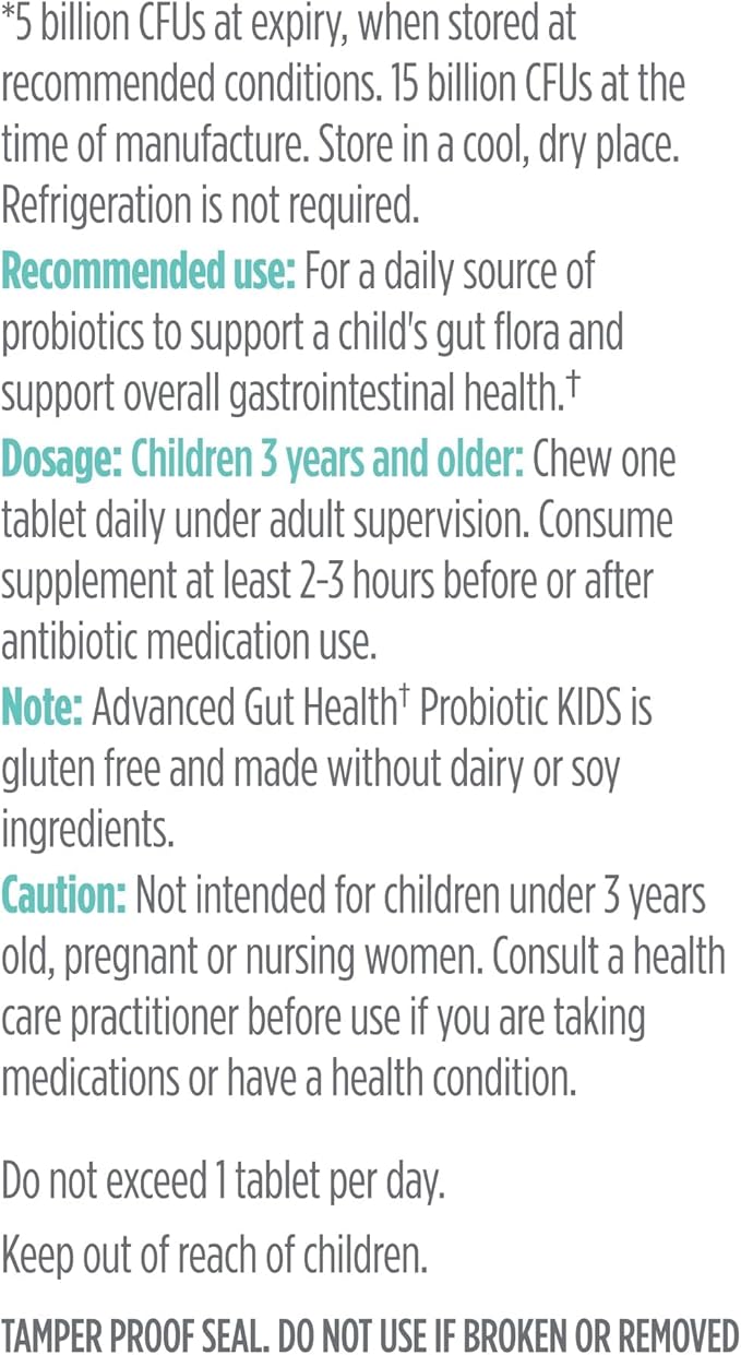 Genuine Health Kid's Daily Probiotic, Helps Promote Digestive Health & Immune Response, Multi-Strain Formula, Lemonade Flavor, 30 Chewable Tablets
